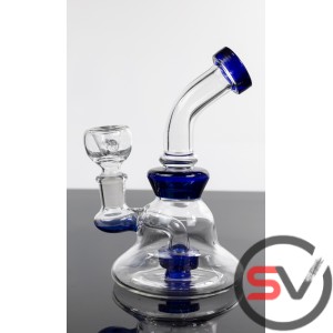 BELL SHAPED CURVED NECK COLORED RING GLASS  WATER PIPE  6inch